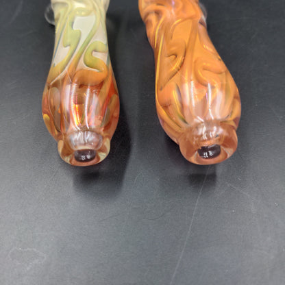 3.5" Thick Glass Silver/Gold Fumed Chillums - by LimboGlass - Avernic Smoke Shop