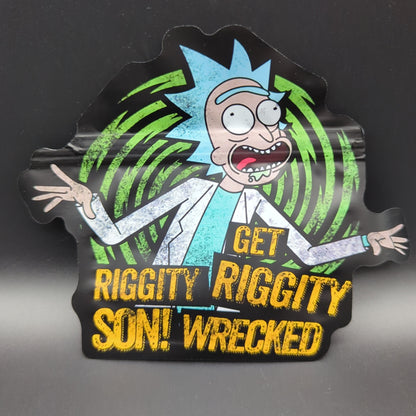 Top Bar 3.5g Riggity Wrecked Mylar Bags Die Cut - Meech Madness Smoke Shop