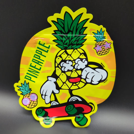 Top Bar 3.5g Skating Pineapple Mylar Bags Die Cut - Avernic Smoke Shop