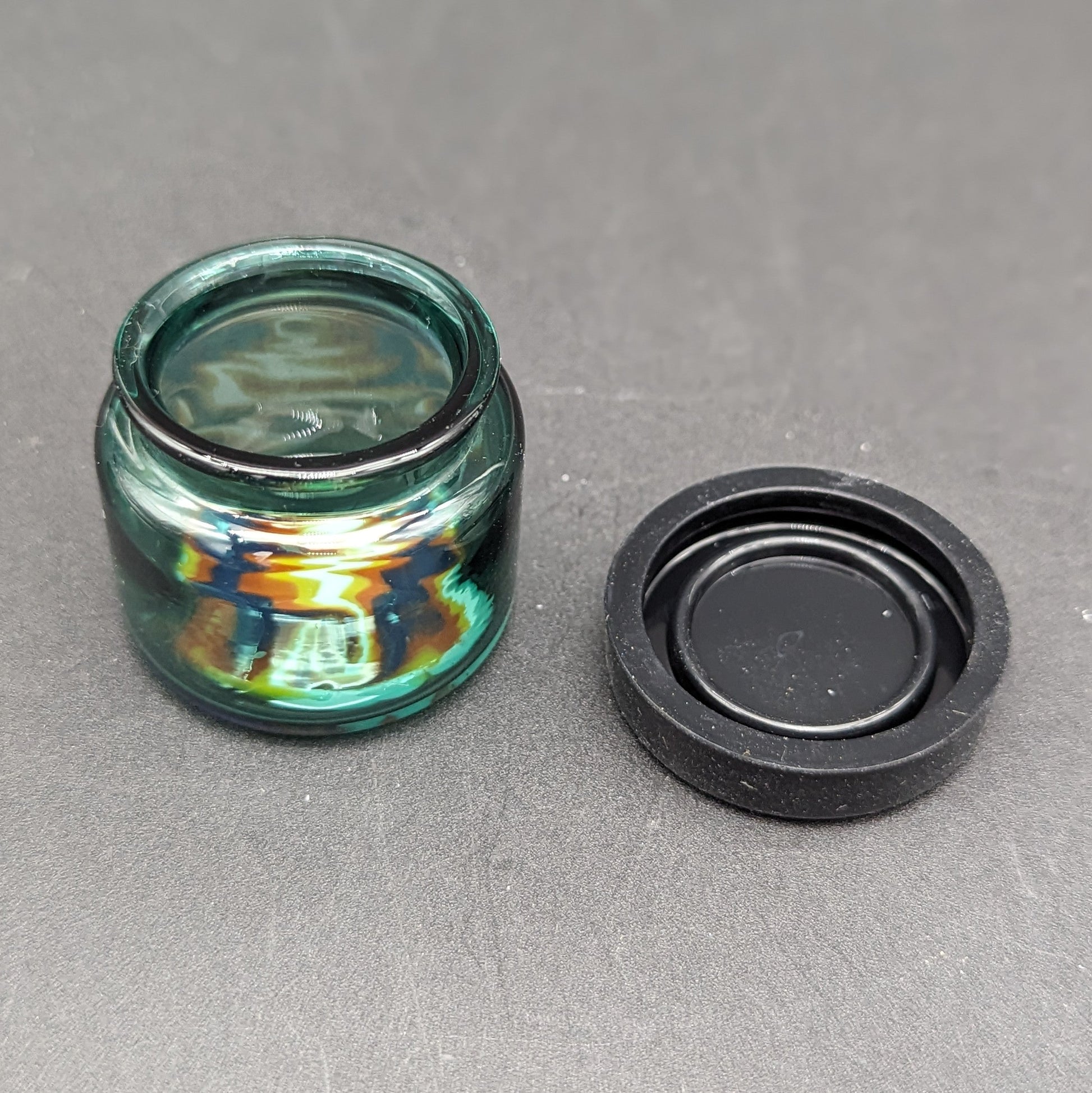 38mm Glass Partial Wigwag Storage Jar with Silicone Lid-Meech Madness Smoke Shop