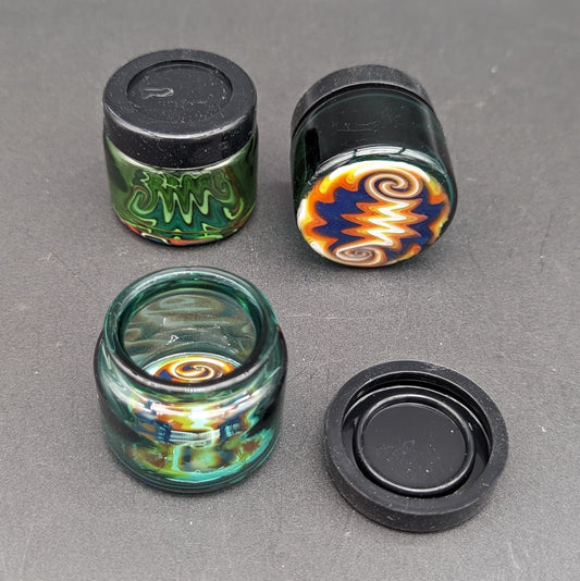 38mm Glass Partial Wigwag Storage Jar with Silicone Lid - Meech Madness Smoke Shop