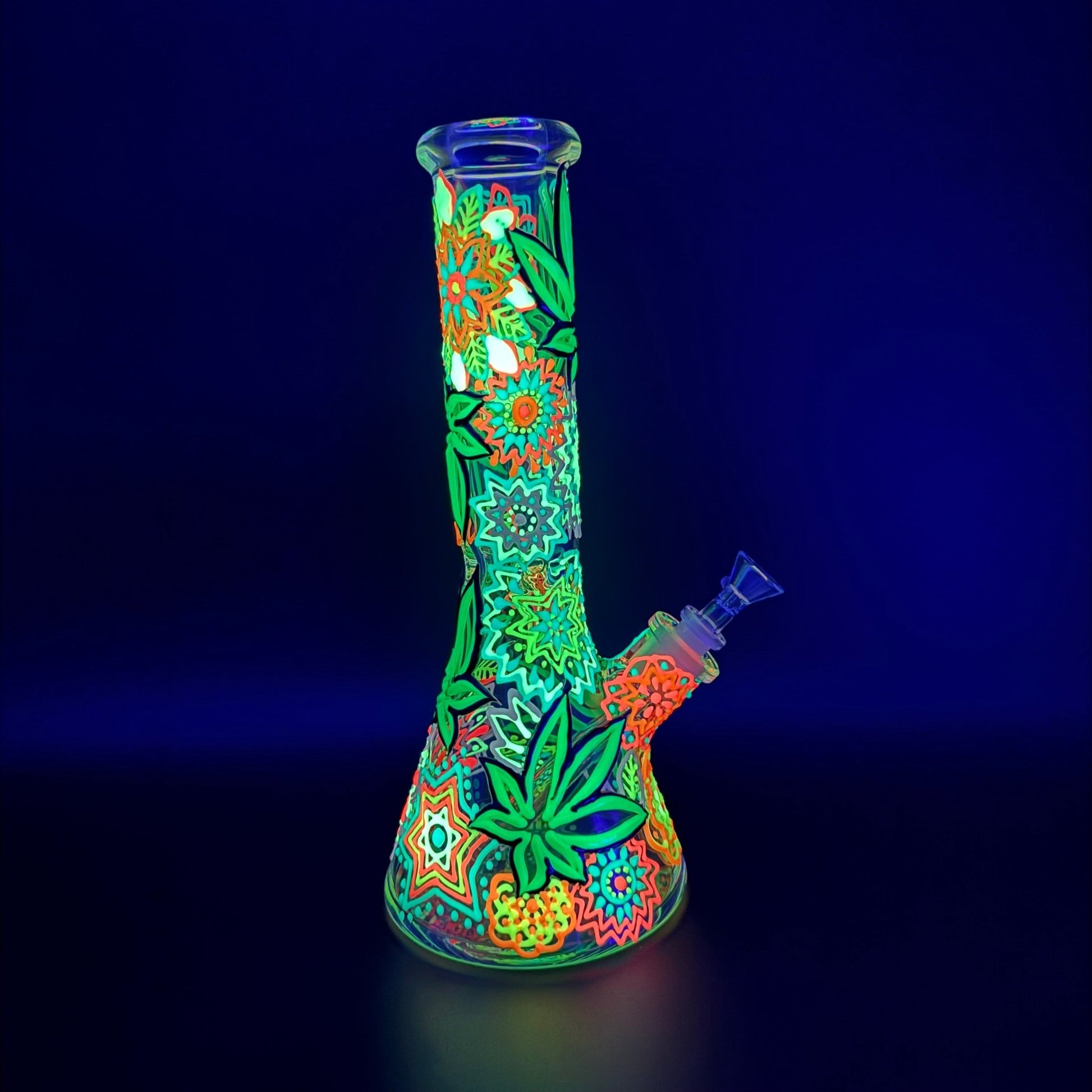 3D Trippy Glow In The Dark Beaker - Meech Madness Smoke Shop