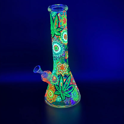 3D Trippy Glow In The Dark Beaker - Meech Madness Smoke Shop