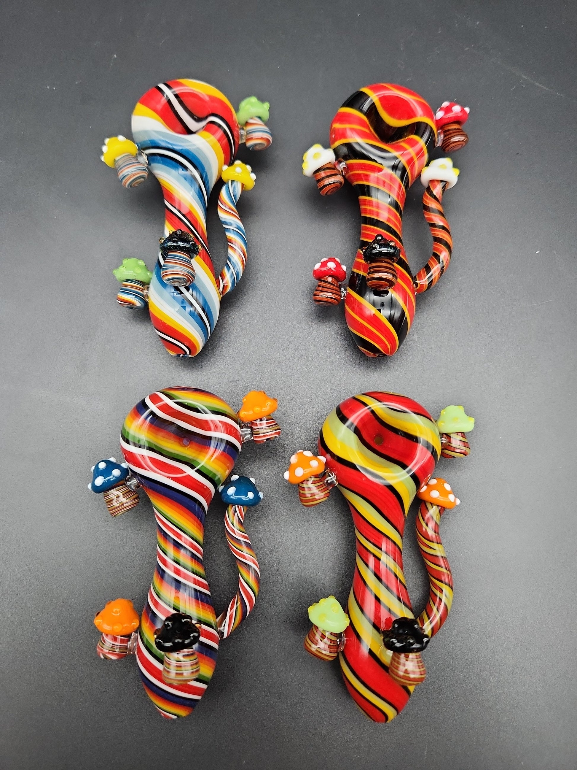 4" Color Spiral Mushroom Spoon Pipes - Avernic Smoke Shop