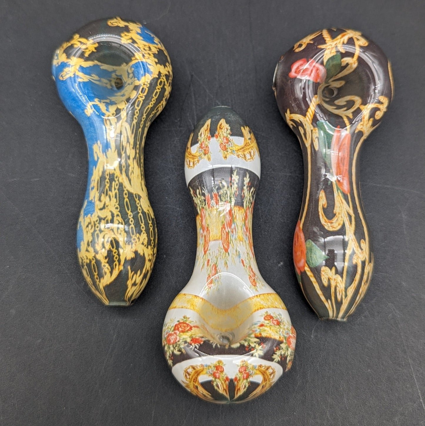 4" Flower Print Assorted Hand Pipes - Meech Madness Smoke Shop
