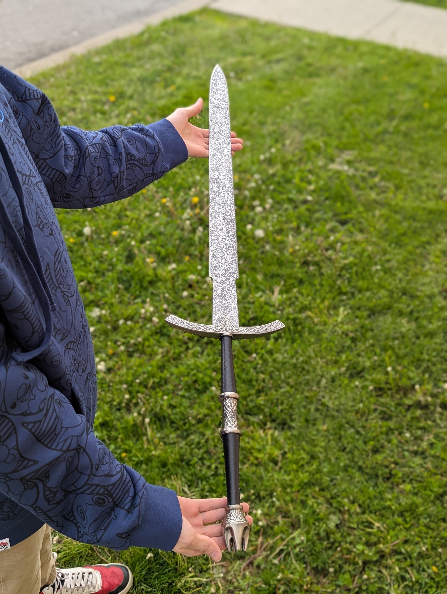 40" Medieval Damascus Steel Long Sword-Avernic Smoke Shop
