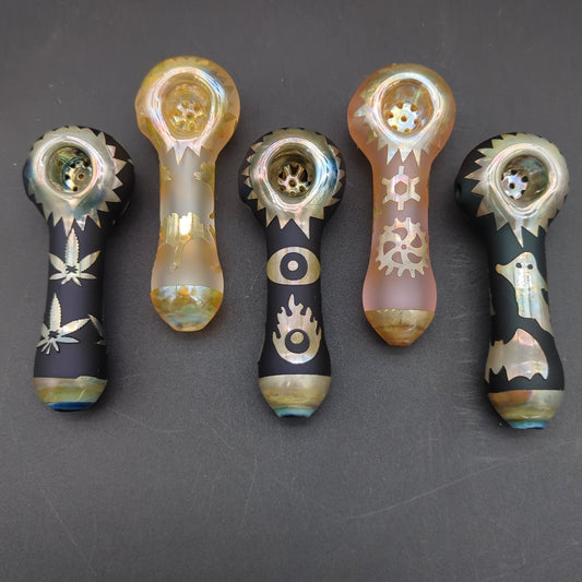 4.3" Metallic Glass Pipe w/ Built in Screen - Meech Madness Smoke Shop