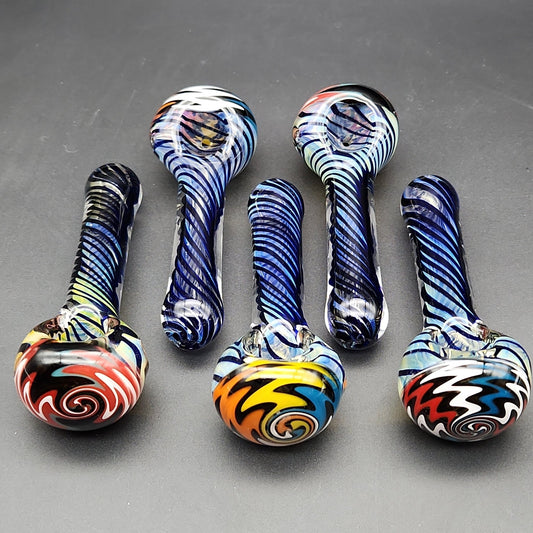 4.5" Color Swirl Wig Wag Hand Pipe - Meech Madness Smoke Shop