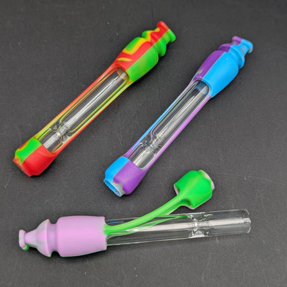 4.5" Silicone Wrapped Glass Travel Chillum-Avernic Smoke Shop