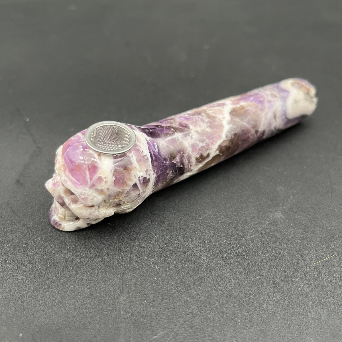 5" Gemstone Skull Hand Pipe | Amethyst