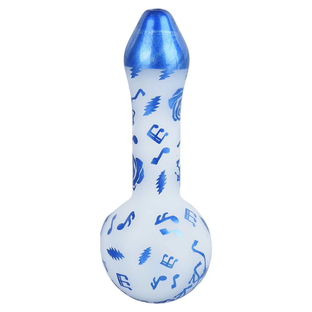 Grateful Dead x Pulsar Blue Sky Dancing Skellies Glass Spoon Pipe - 4.75"