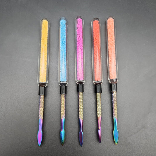 6" Sand Tube Dab Tools Glass/Metal - Meech Madness Smoke Shop