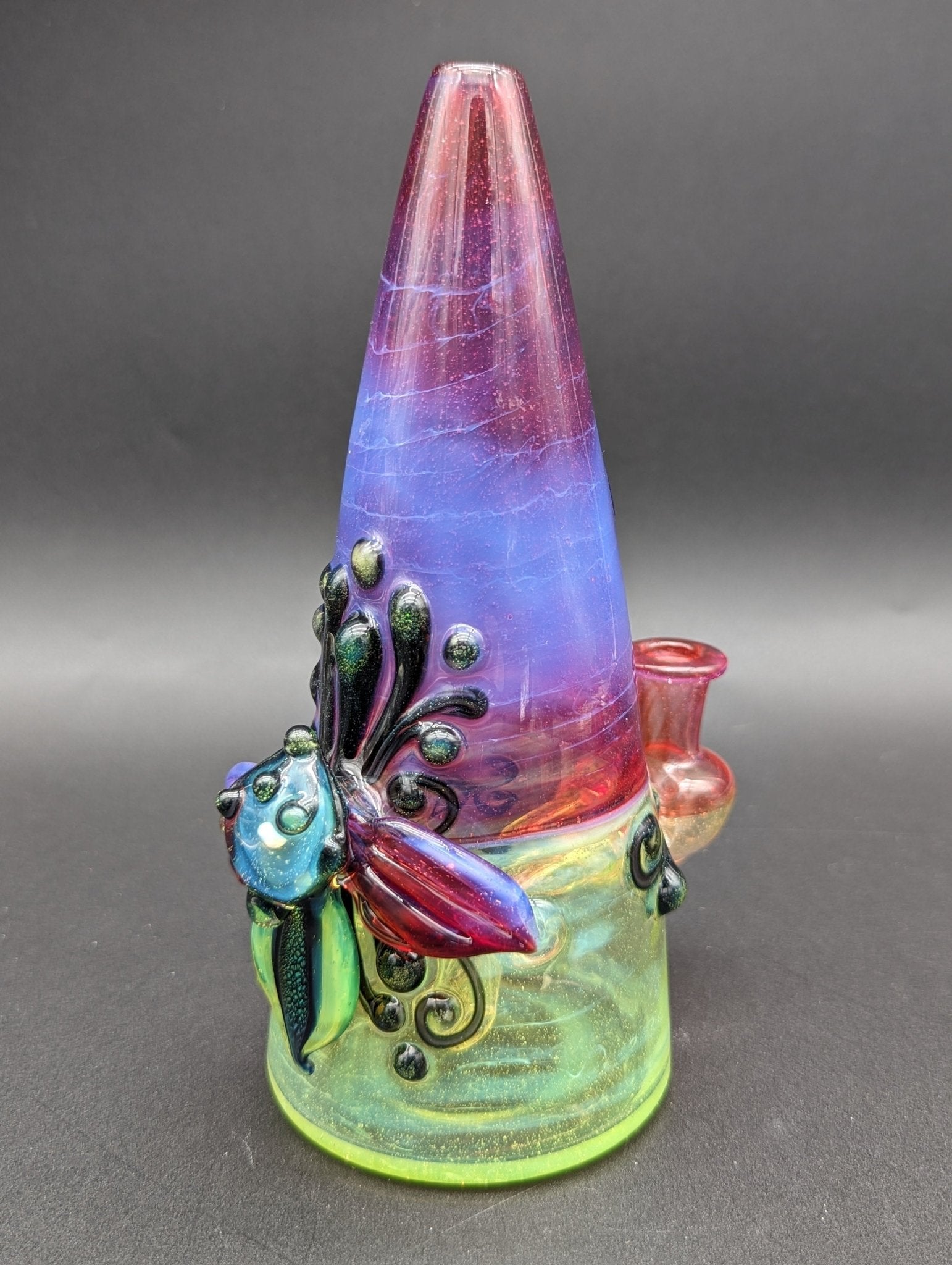 7" Gem Flower Cone Rig Purple/Green - By Lyric - Meech Madness Smoke Shop