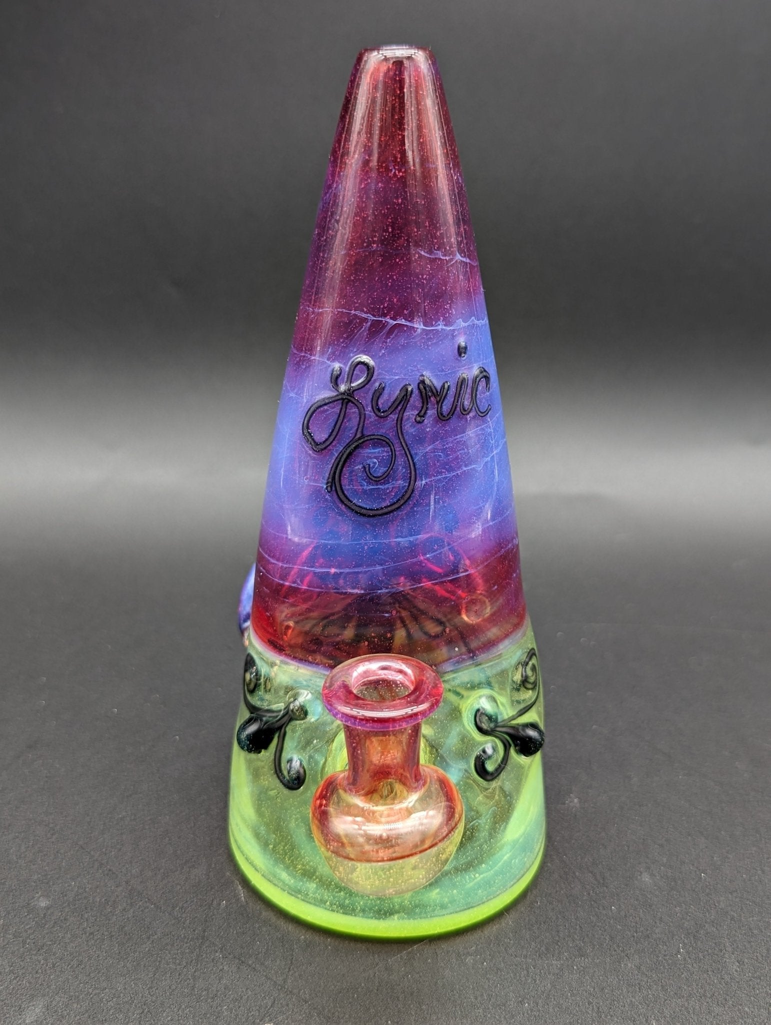7" Gem Flower Cone Rig Purple/Green - By Lyric - Meech Madness Smoke Shop