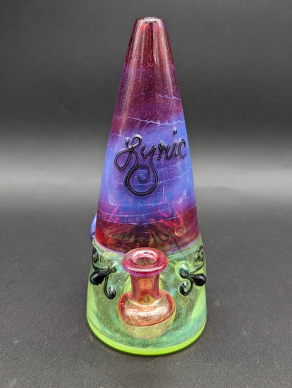 7" Gem Flower Cone Rig Purple/Green - By Lyric - Meech Madness Smoke Shop
