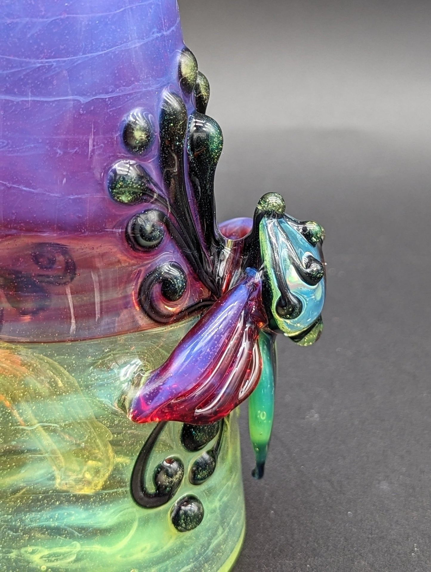 7" Gem Flower Cone Rig Purple/Green - By Lyric - Meech Madness Smoke Shop