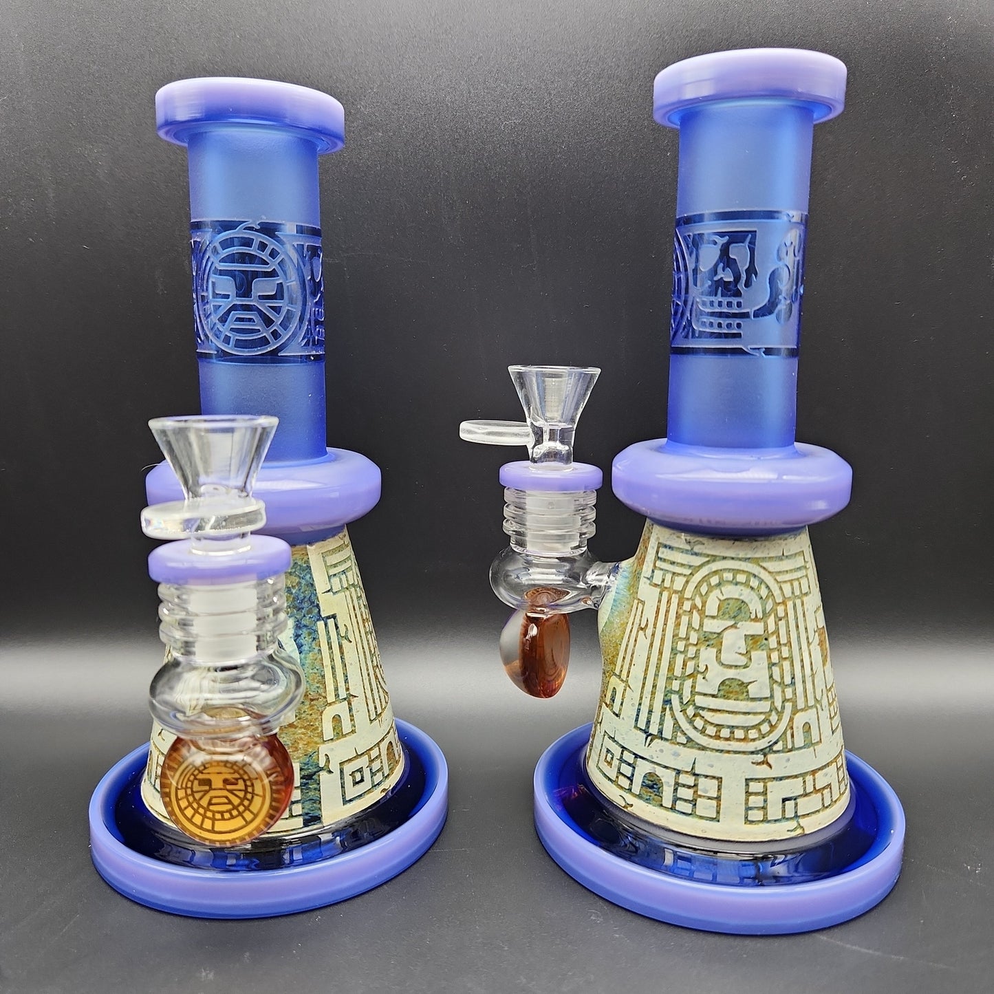 7.5" Etched Aztec Castle Mini Beaker - Avernic Smoke Shop