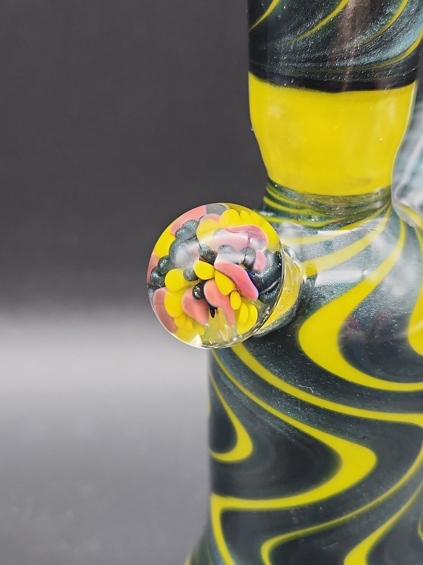 8" Golden Dichro Swirl Heady Rig - by Sprout Glass - Meech Madness Smoke Shop