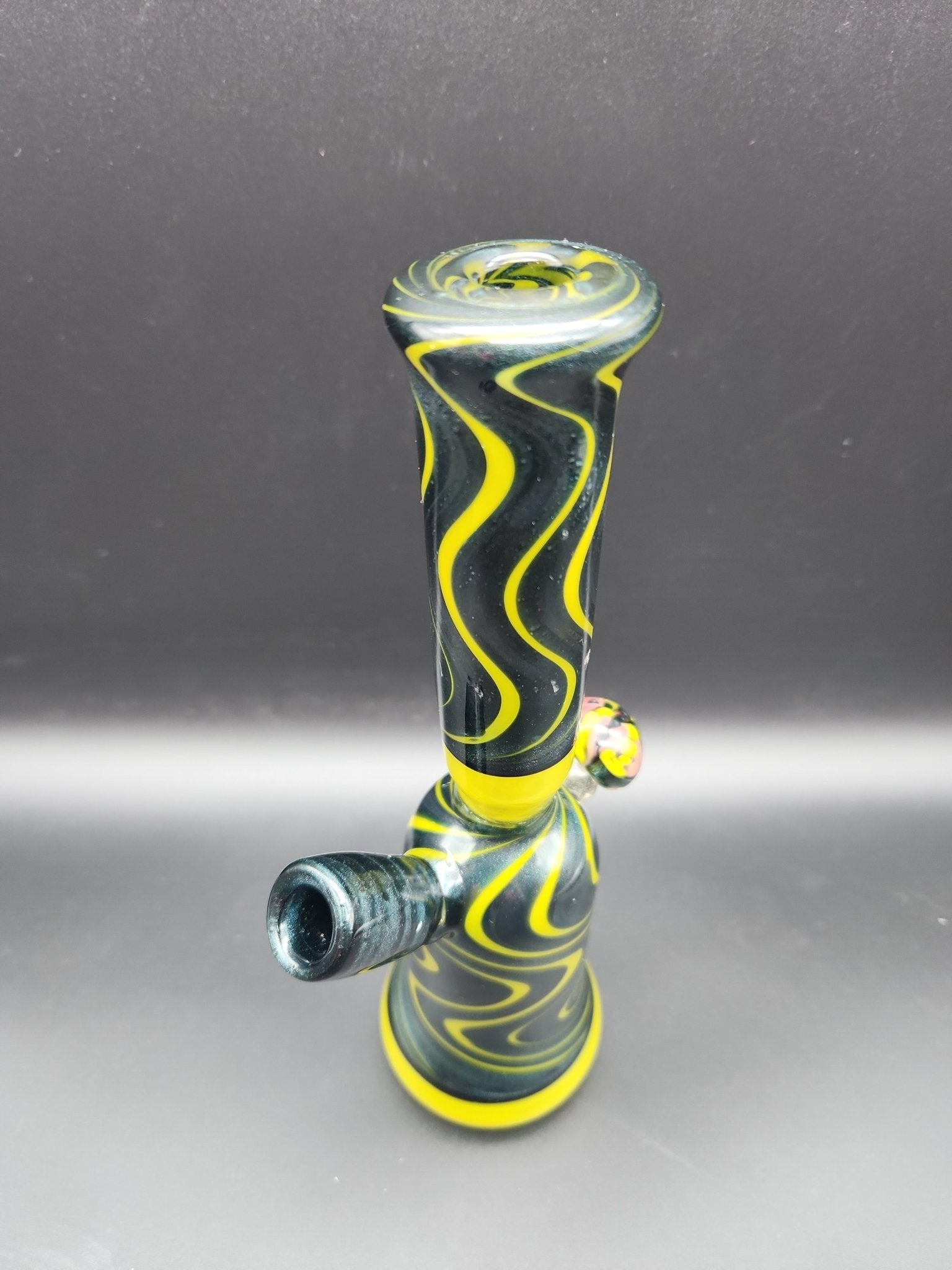 8" Golden Dichro Swirl Heady Rig - by Sprout Glass - Meech Madness Smoke Shop