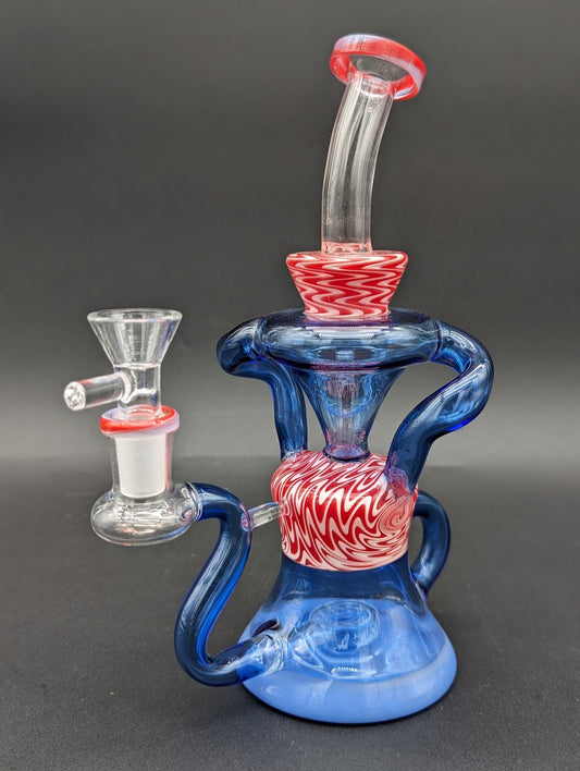 8.5" Peppermint Swirl Recycler Bong - Meech Madness Smoke Shop