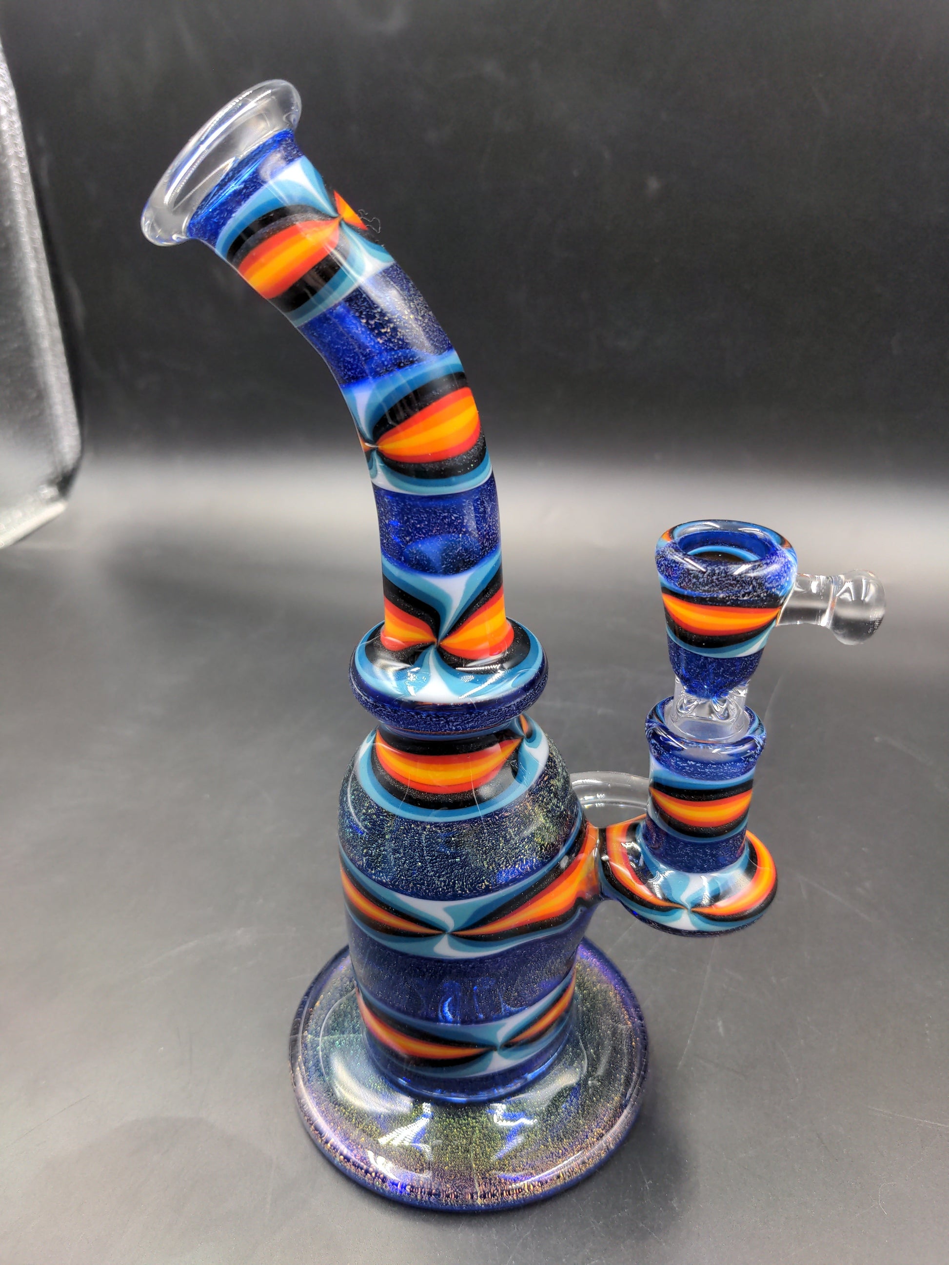 8.5" Wig Wag Dichro Water Pipe - By Texas Hot Glass - Avernic Smoke Shop