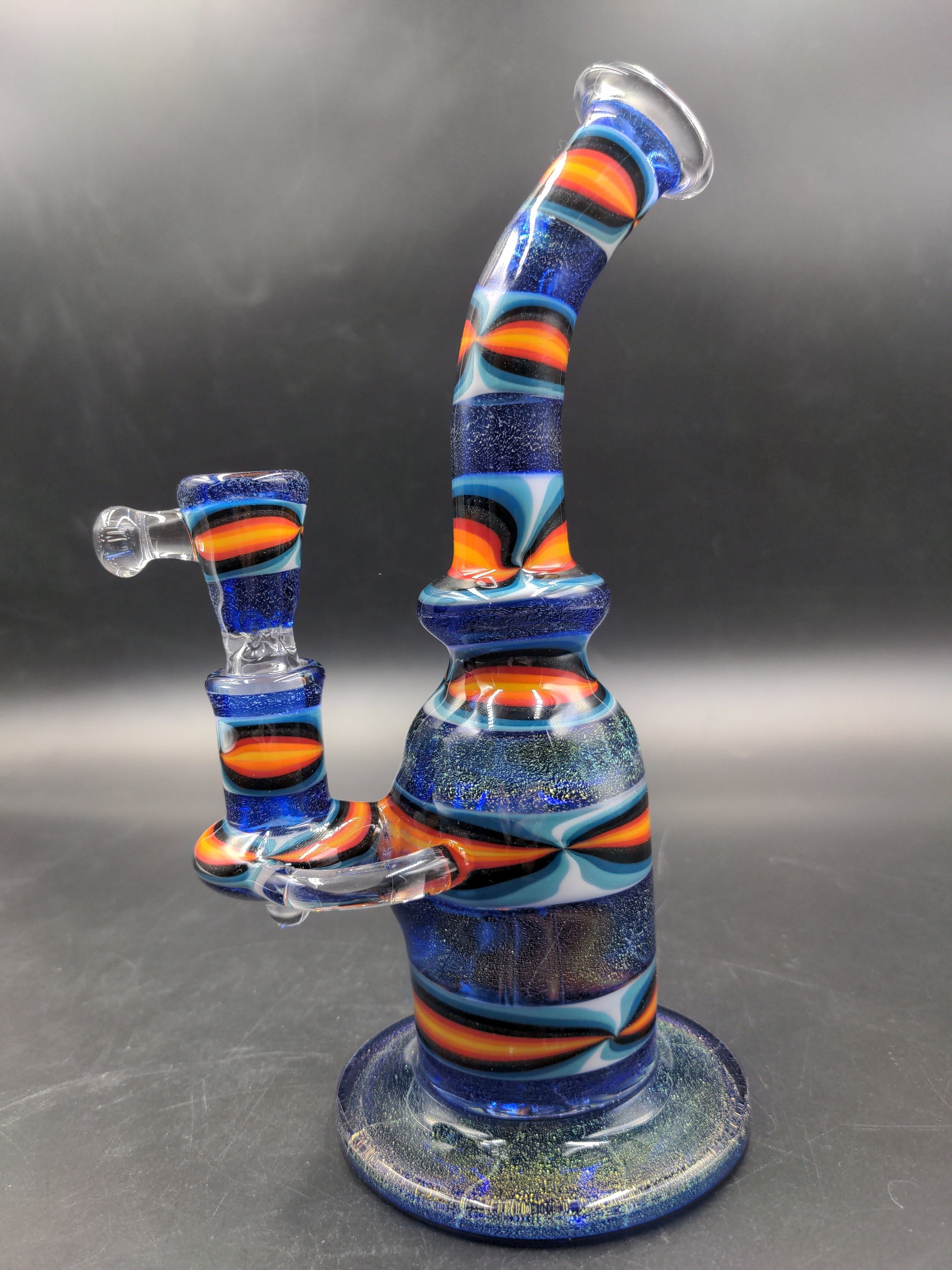 8.5" Wig Wag Dichro Water Pipe - By Texas Hot Glass - Avernic Smoke Shop