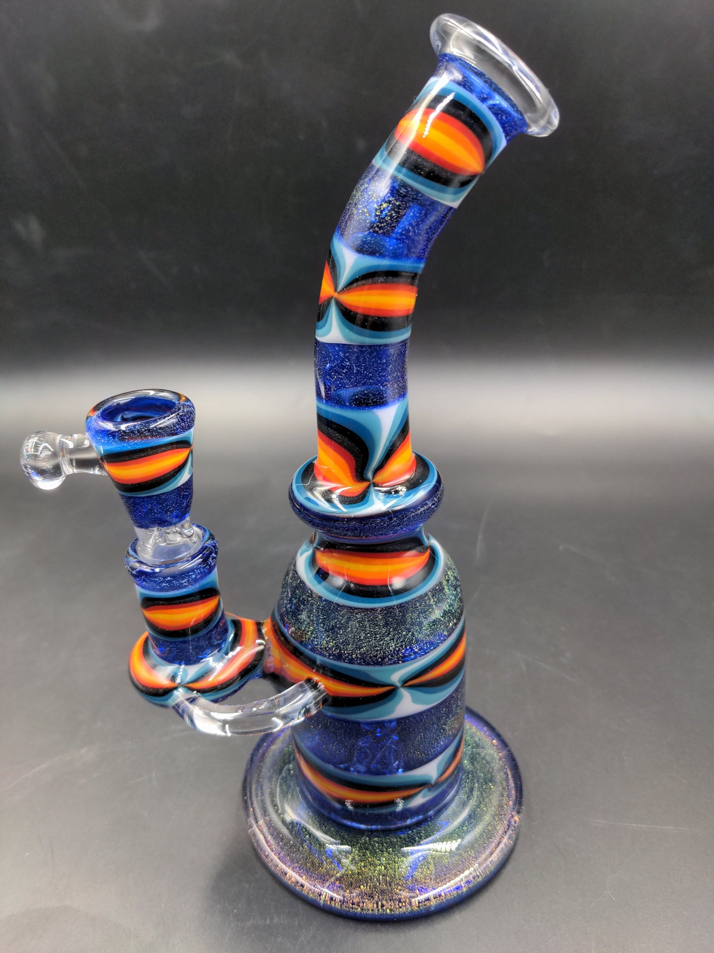 8.5" Wig Wag Dichro Water Pipe - By Texas Hot Glass - Avernic Smoke Shop