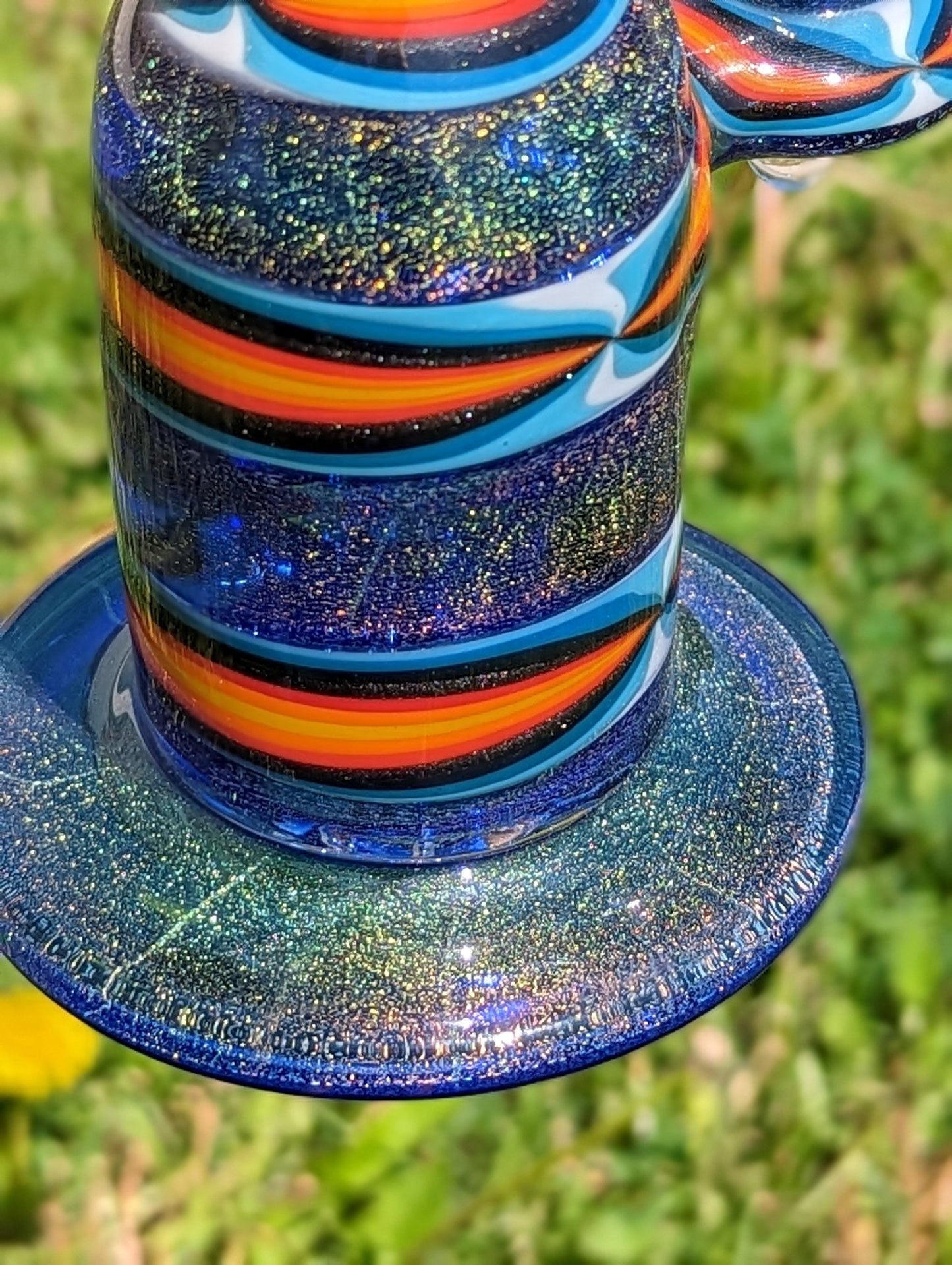 8.5" Wig Wag Dichro Water Pipe - By Texas Hot Glass - Meech Madness Smoke Shop