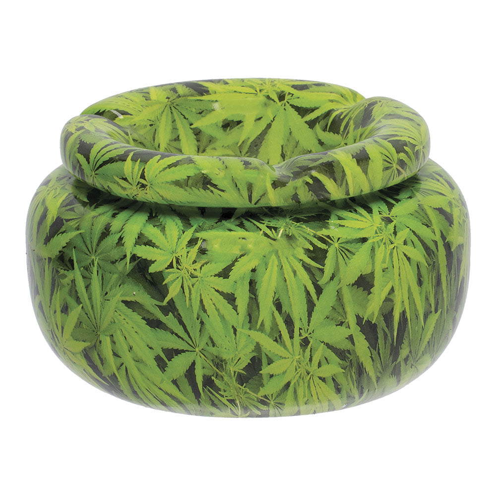 Fujima Moroccan Ceramic Ashtray - Green Leaves / 5"