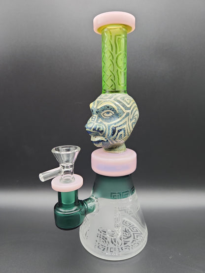 9" Aztec Face Beaker Water Pipe - Avernic Smoke Shop