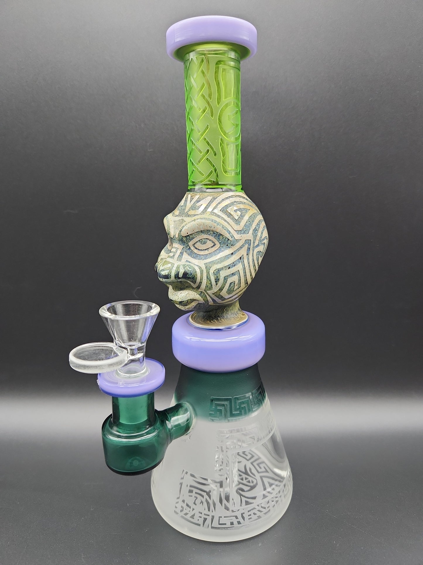 9" Aztec Face Beaker Water Pipe - Avernic Smoke Shop