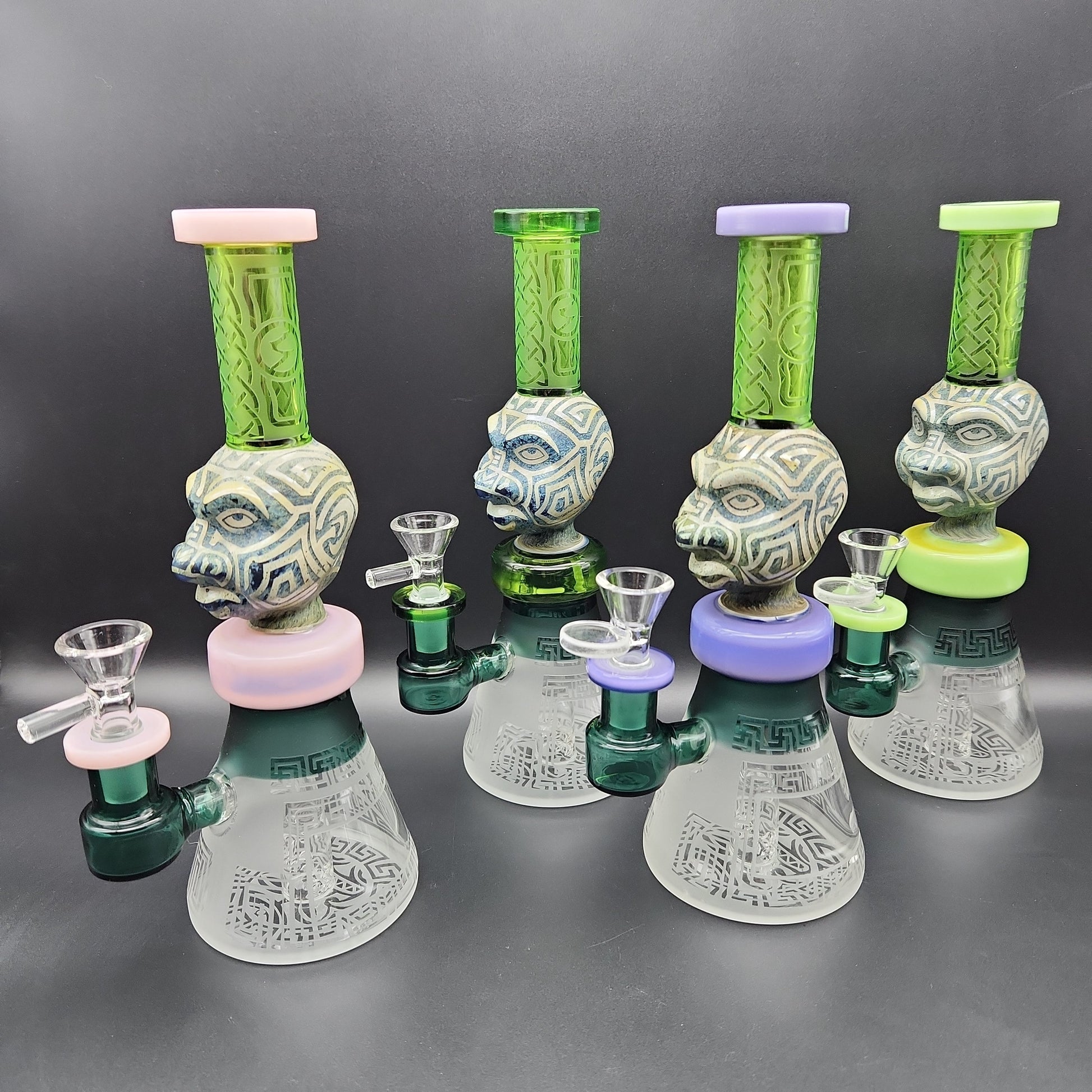 9" Aztec Face Beaker Water Pipe - Avernic Smoke Shop