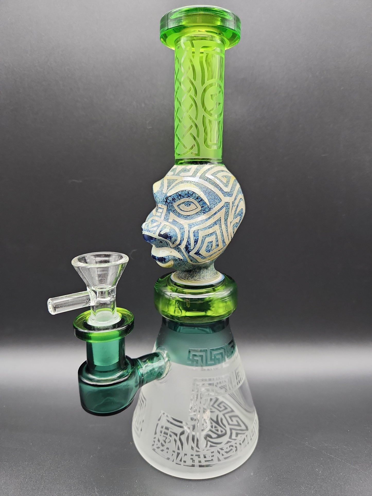 9" Aztec Face Beaker Water Pipe - Avernic Smoke Shop