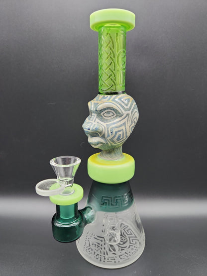 9" Aztec Face Beaker Water Pipe - Avernic Smoke Shop