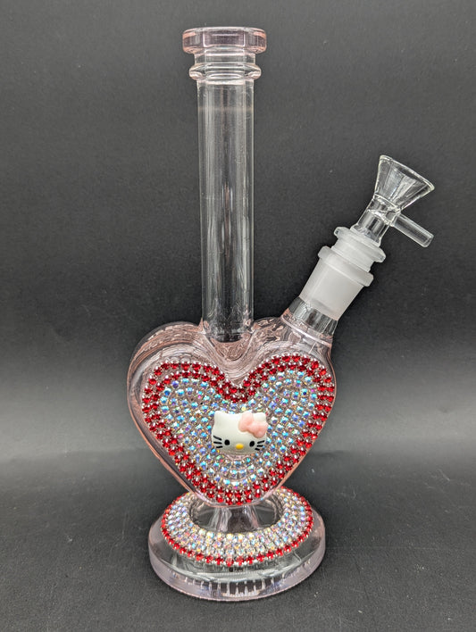 9" Dazzling Kitty Heart Bong
