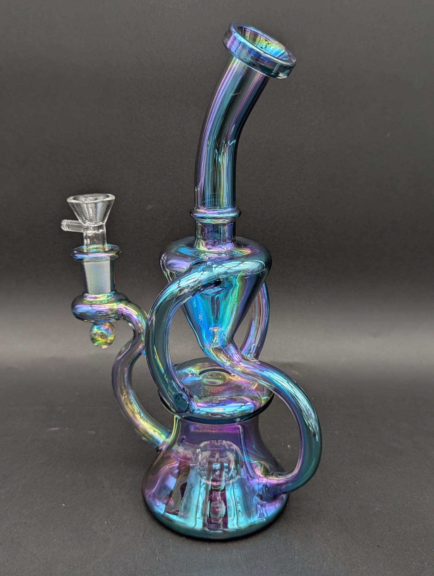 9" Full Color Iridescent Klein Recycler Bong-Avernic Smoke Shop