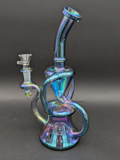 9" Full Color Iridescent Klein Recycler Bong-Avernic Smoke Shop