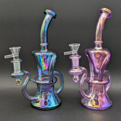 9" Full Color Iridescent Klein Recycler Bong-Avernic Smoke Shop