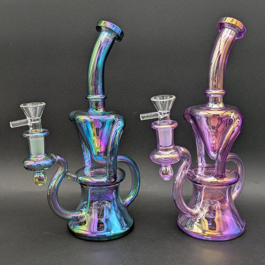 9" Full Color Iridescent Klein Recycler Bong-Avernic Smoke Shop