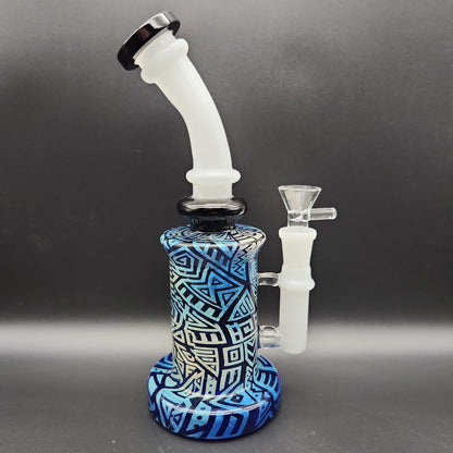 9.5" Etched Hollowfoot Water Pipe - Meech Madness Smoke Shop