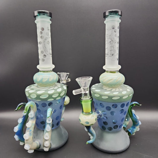 9.5" Kraken Tentacle Sandblasted Water Pipe - Meech Madness Smoke Shop