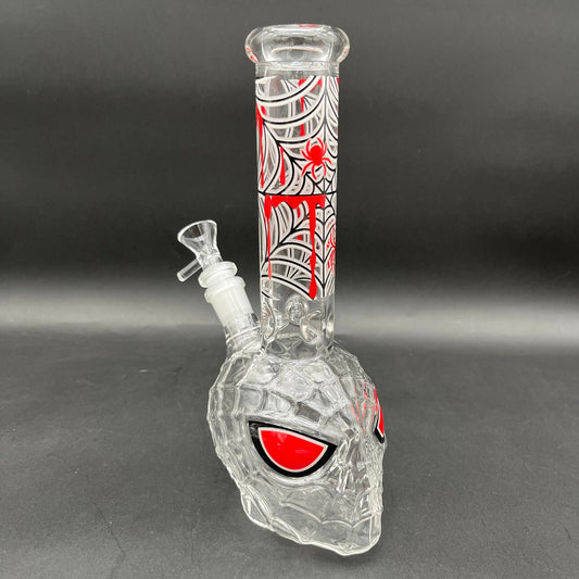 9.75" Spider Dude Molded Glow in the Dark Glass Water Pipe