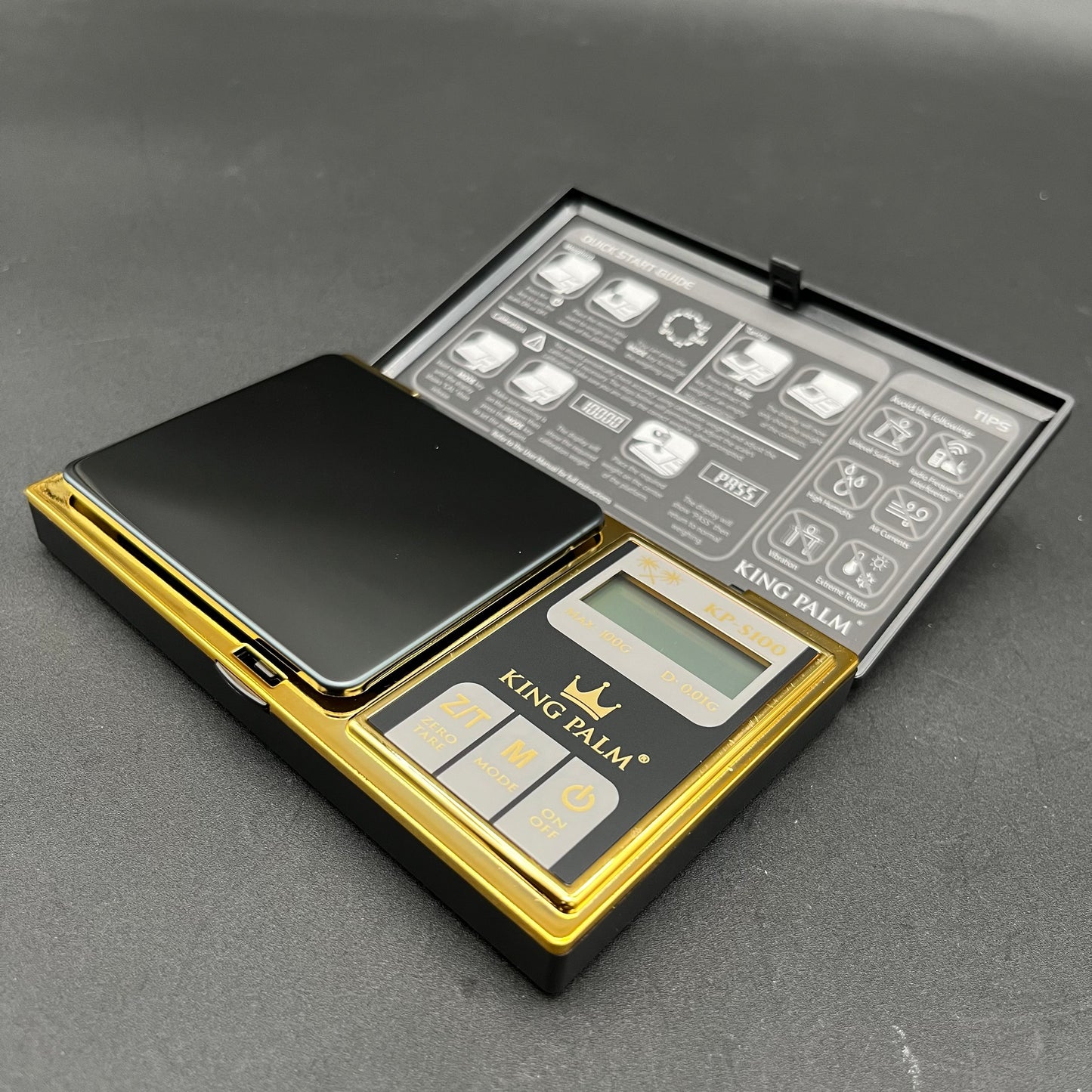 King Palm Gold-Plated Black Digital Mini Scale | 100g x .01g