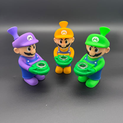 6” Cartoon Plumber Silicone Bubbler - Meech Madness Smoke Shop