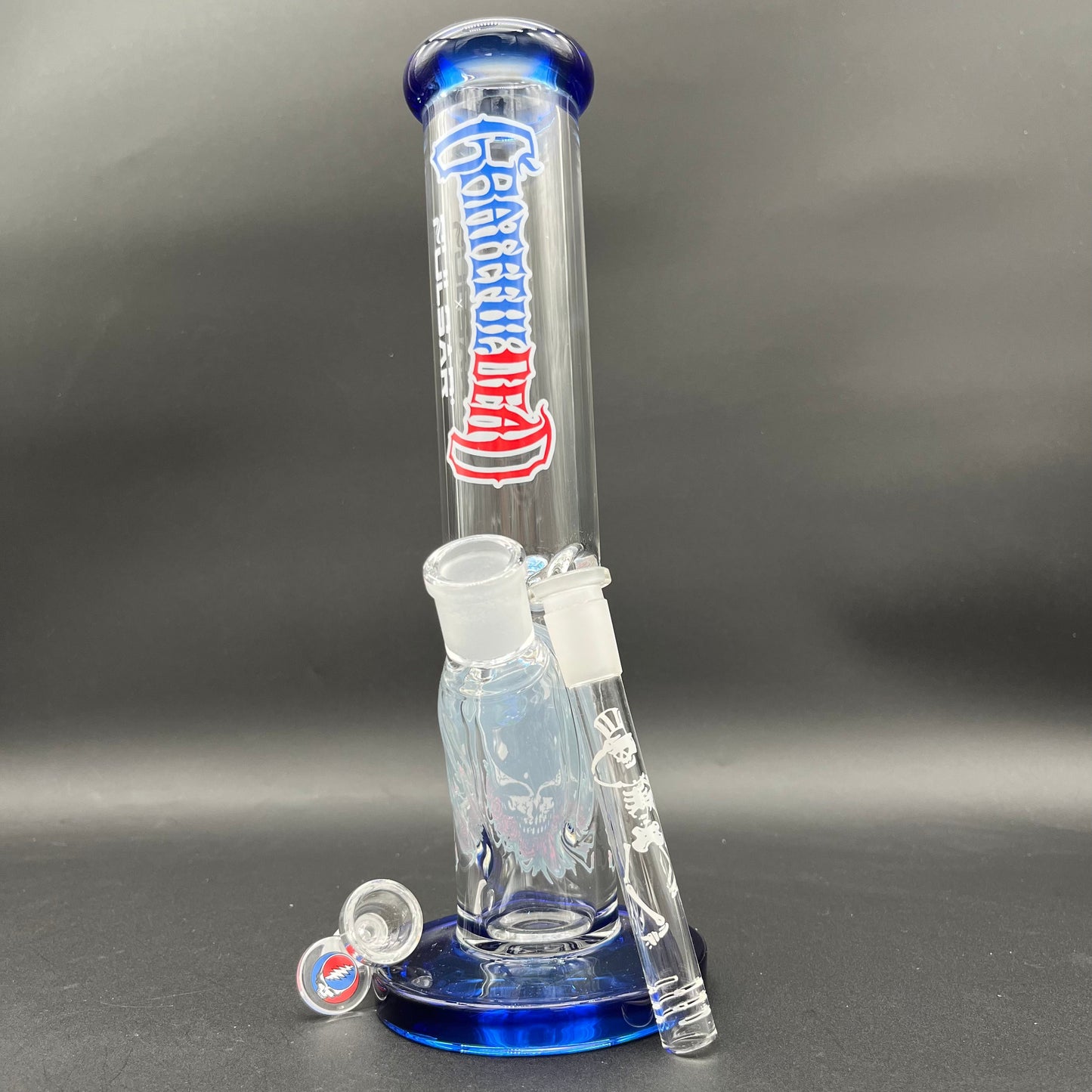 Grateful Dead x Pulsar Space Your Face Straight Tube Glass Water Pipe | 11.75"