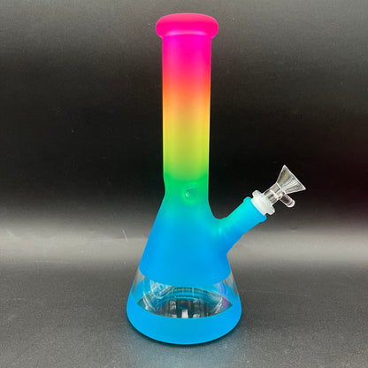 Rainbow Frosted Multi-Tone Beaker Bong 10"