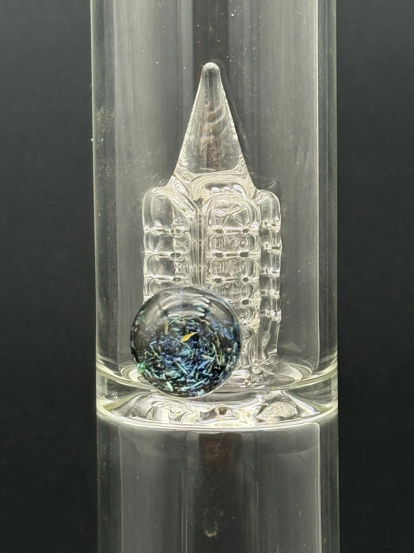 Greek Glass Threeline to 360 Grid Cap Tube w/ Marble