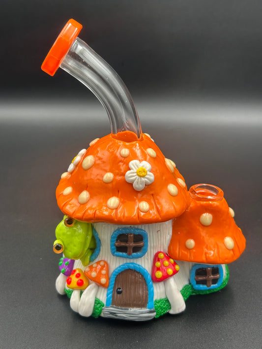 7” Mushroom House 3D Water Pipe - Meech Madness Smoke Shop
