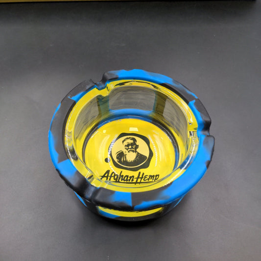 Afghan Hemp - Glass Ashtray w/ Silicone Sleeve - Meech Madness Smoke Shop