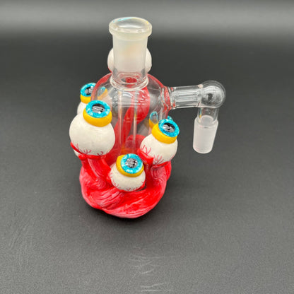 "All Eyes on You" Glow in the Dark Ash Catcher - 4.5" 14mm 90D - Meech Madness Smoke Shop